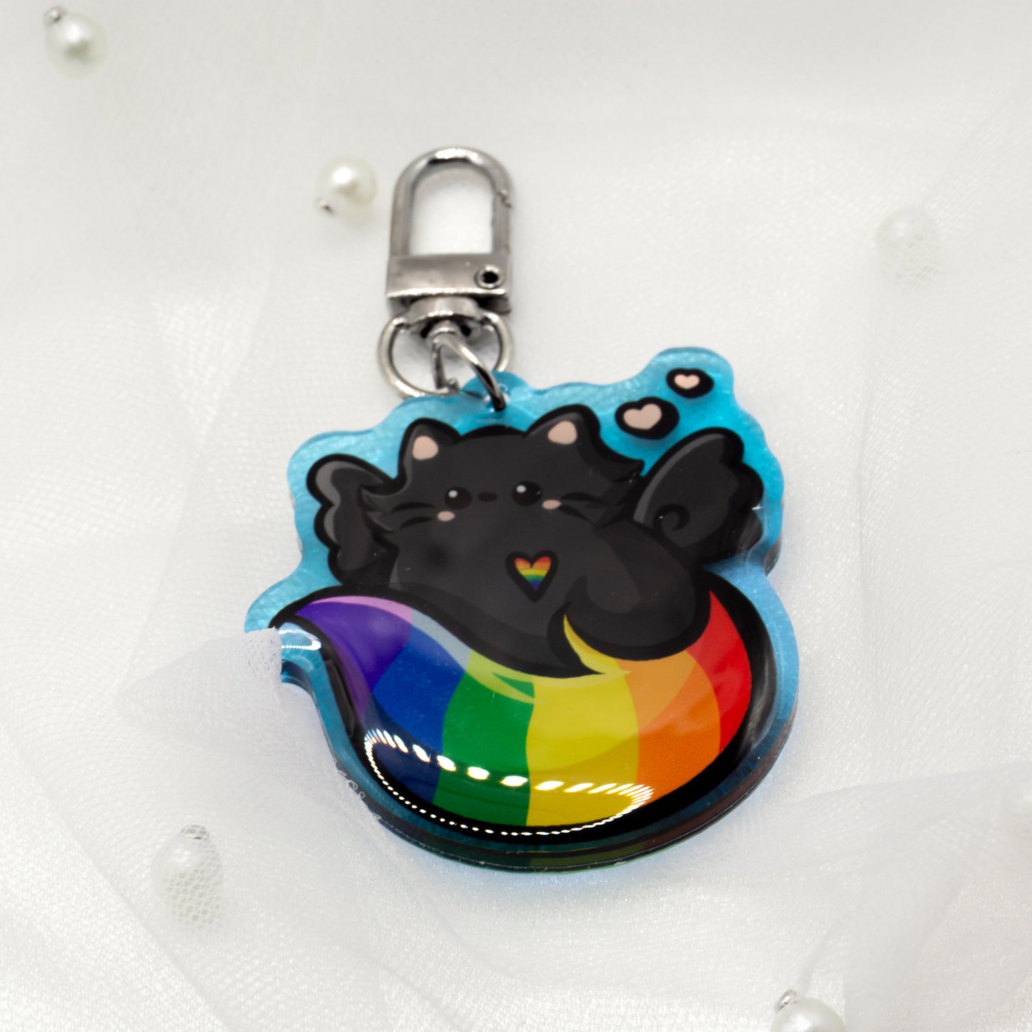 Kawaii Pride Month LGTBQ+ Rainbow Cat Schlüsselanhänger Charm