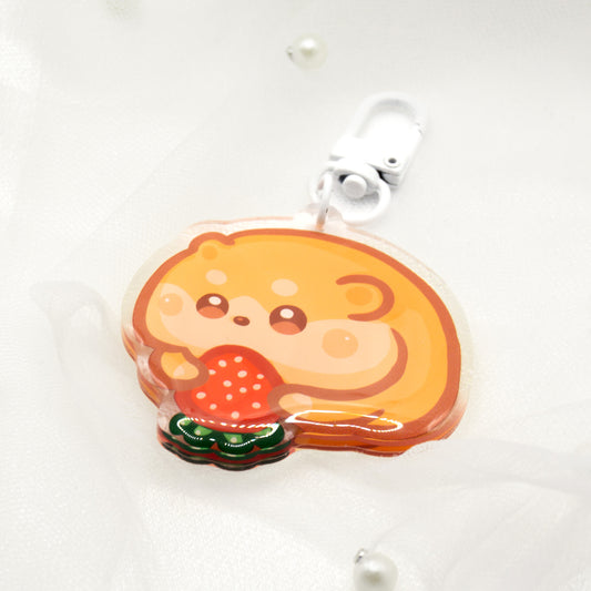 Kawaii hamster with strawberry or carrot keychain