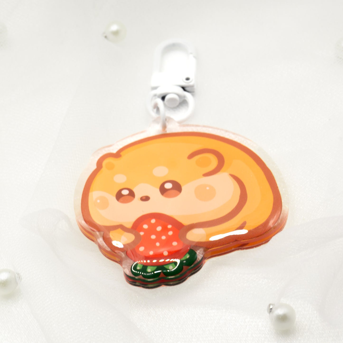 Kawaii Hamster mit Erdbeer oder Karotte Schlüsselanhänger