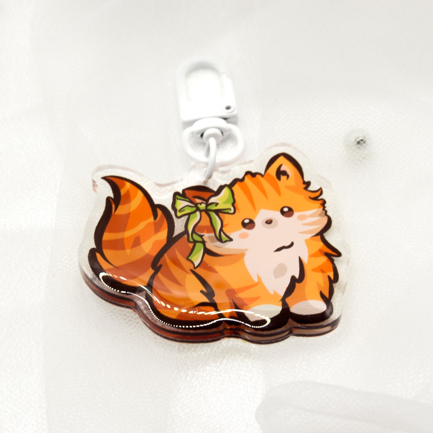 Kawaii Cat Coquette Orange Keychain