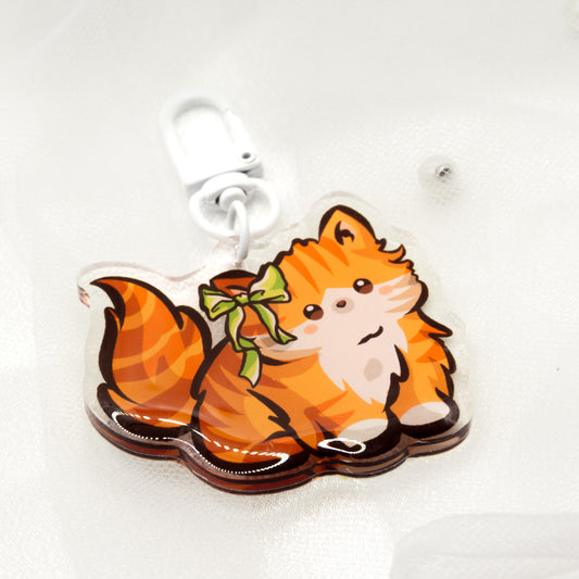 Kawaii Cat Coquette Orange Keychain