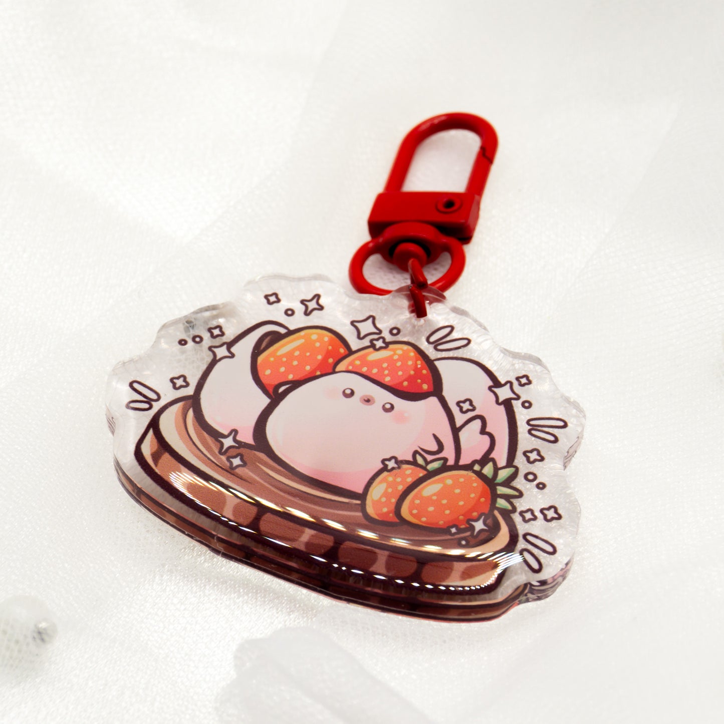 Kawaii Strawberry Mochi Daifuku Schlüsselanhänger