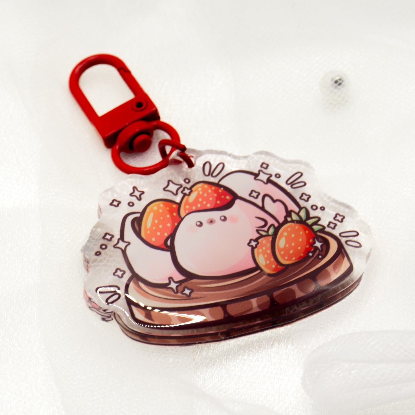 Kawaii Strawberry Mochi Daifuku Schlüsselanhänger