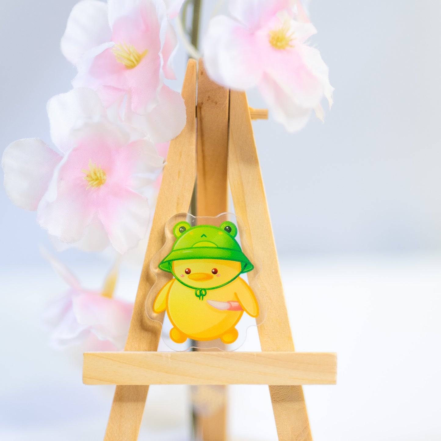 Kawaii Duck with Knife Acrylic Pin