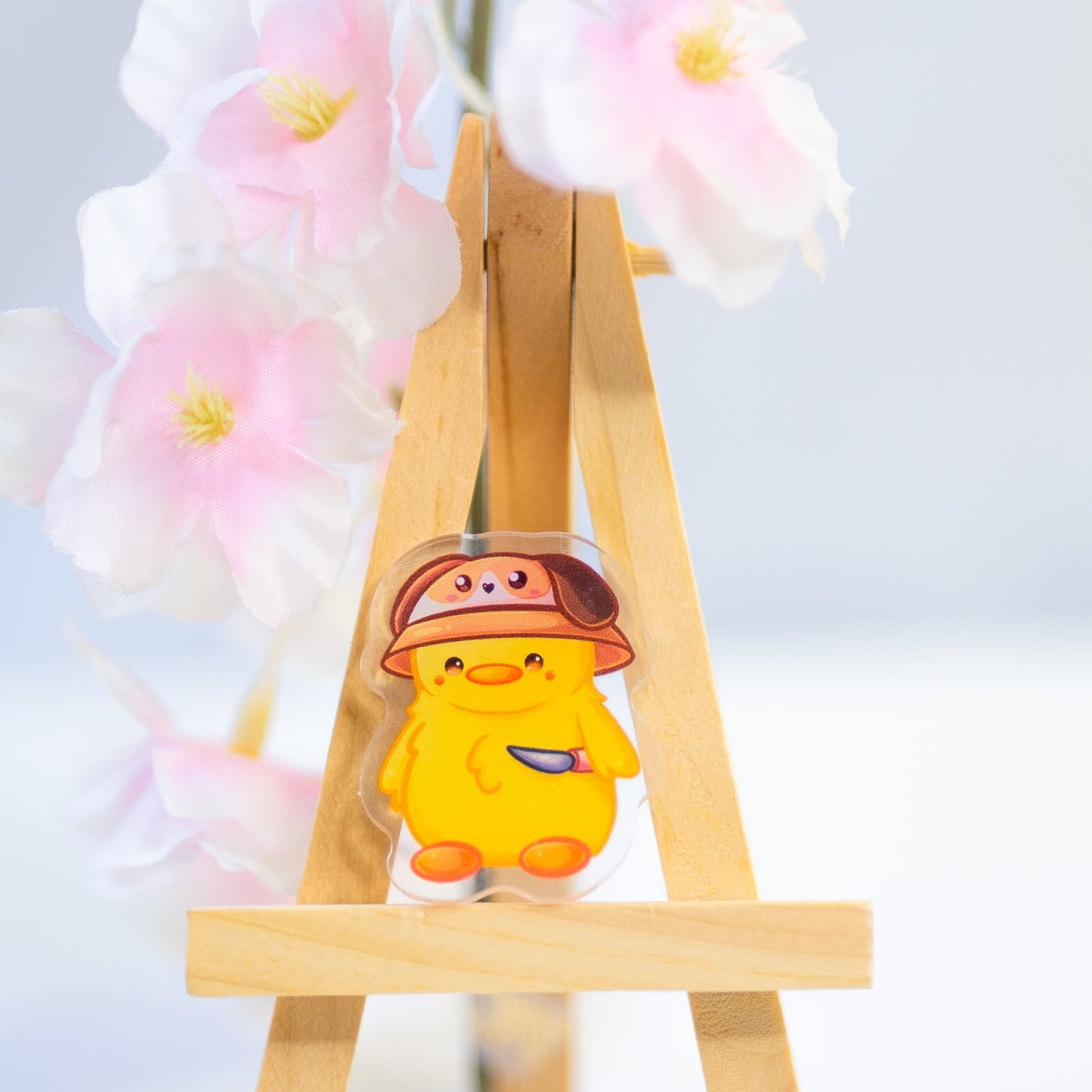 Kawaii Chicken with Knife Acrylic Pin