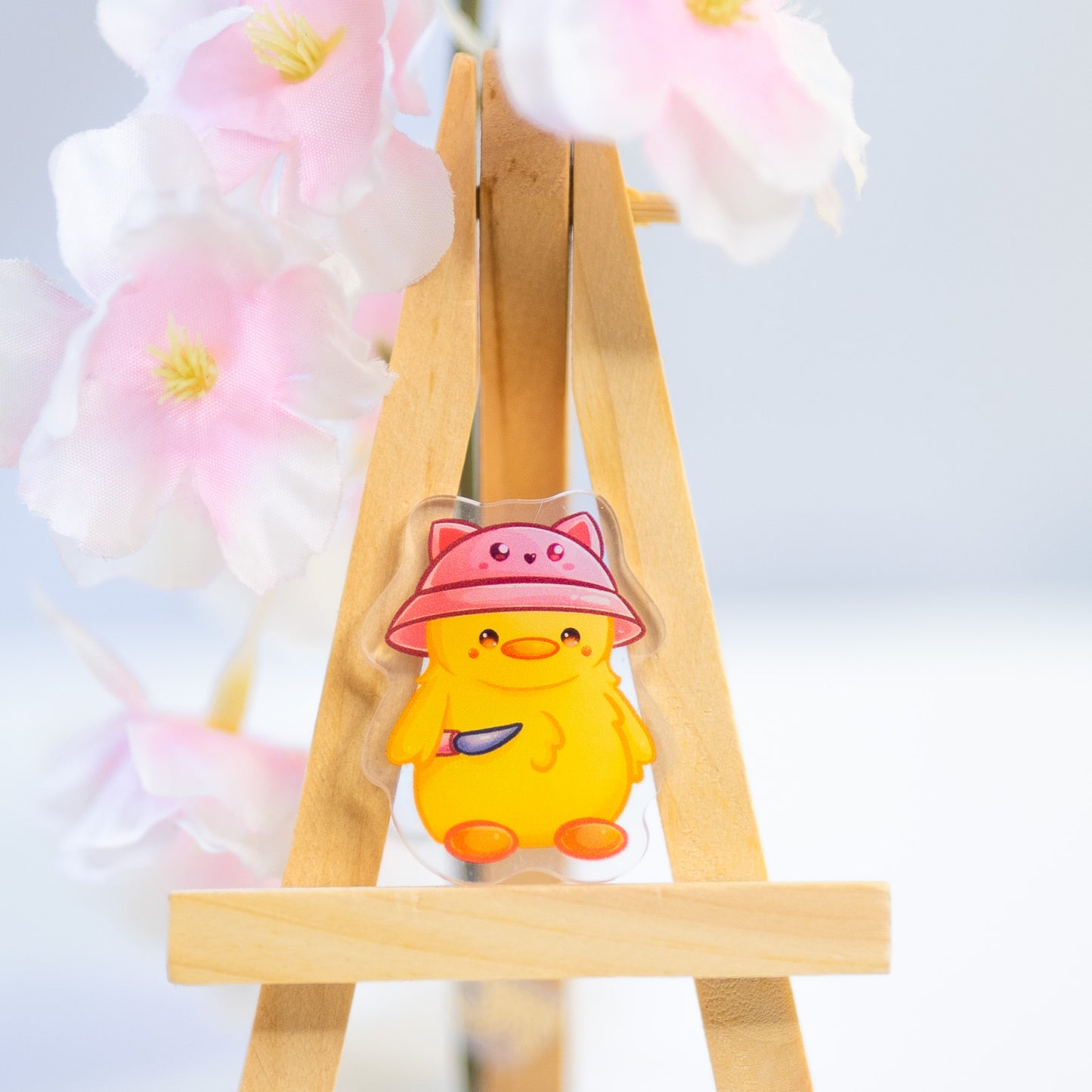 Kawaii Chicken with Knife Acrylic Pin