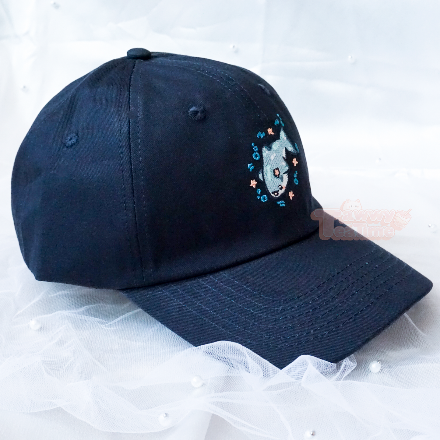 Kawaii Sharkie Hai Hellblau oder Dunkelblau Dad Cap
