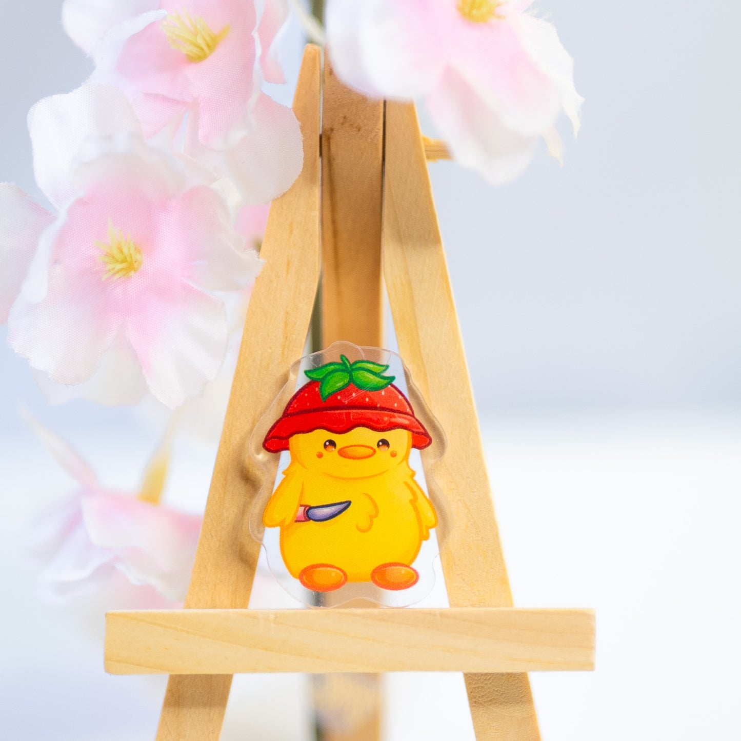 Kawaii Chicken with Knife Acrylic Pin