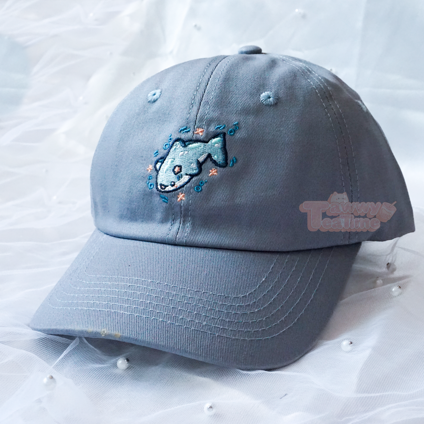 Kawaii Sharkie Hai Hellblau oder Dunkelblau Dad Cap