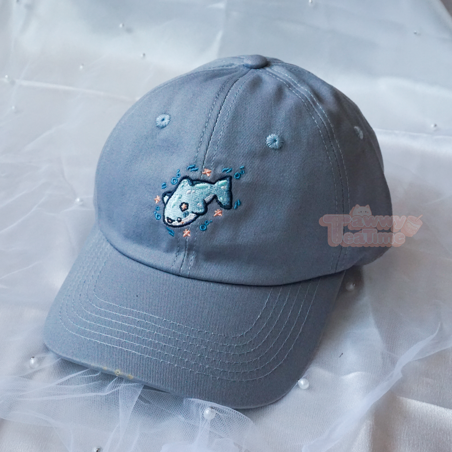 Kawaii Sharkie Hai Hellblau oder Dunkelblau Dad Cap
