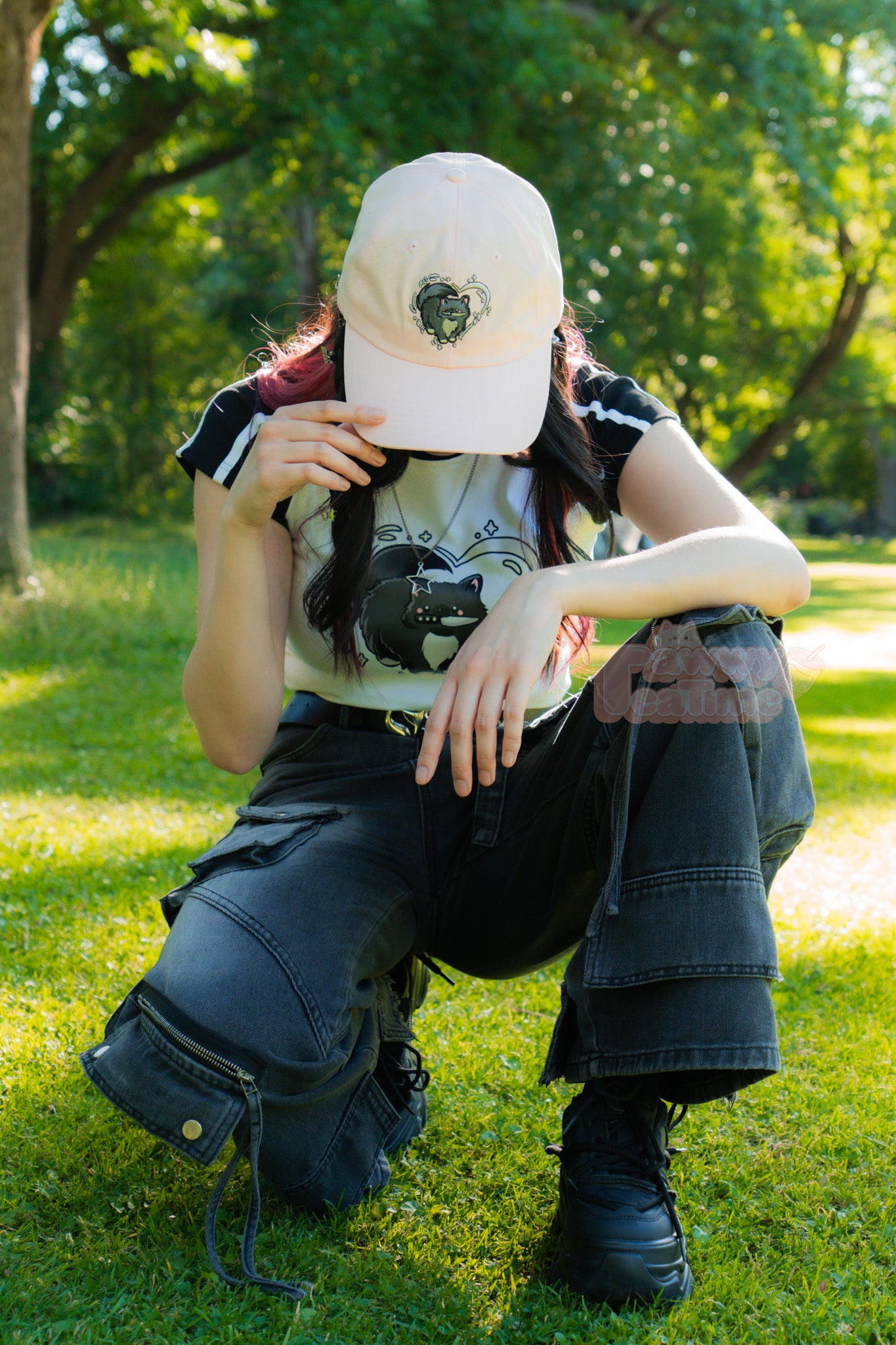 Kawaii Katze mit Messer & Herz Dad Cap
