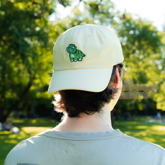 Kawaii Triceratops Schwarze oder Beige Dino Dad Cap
