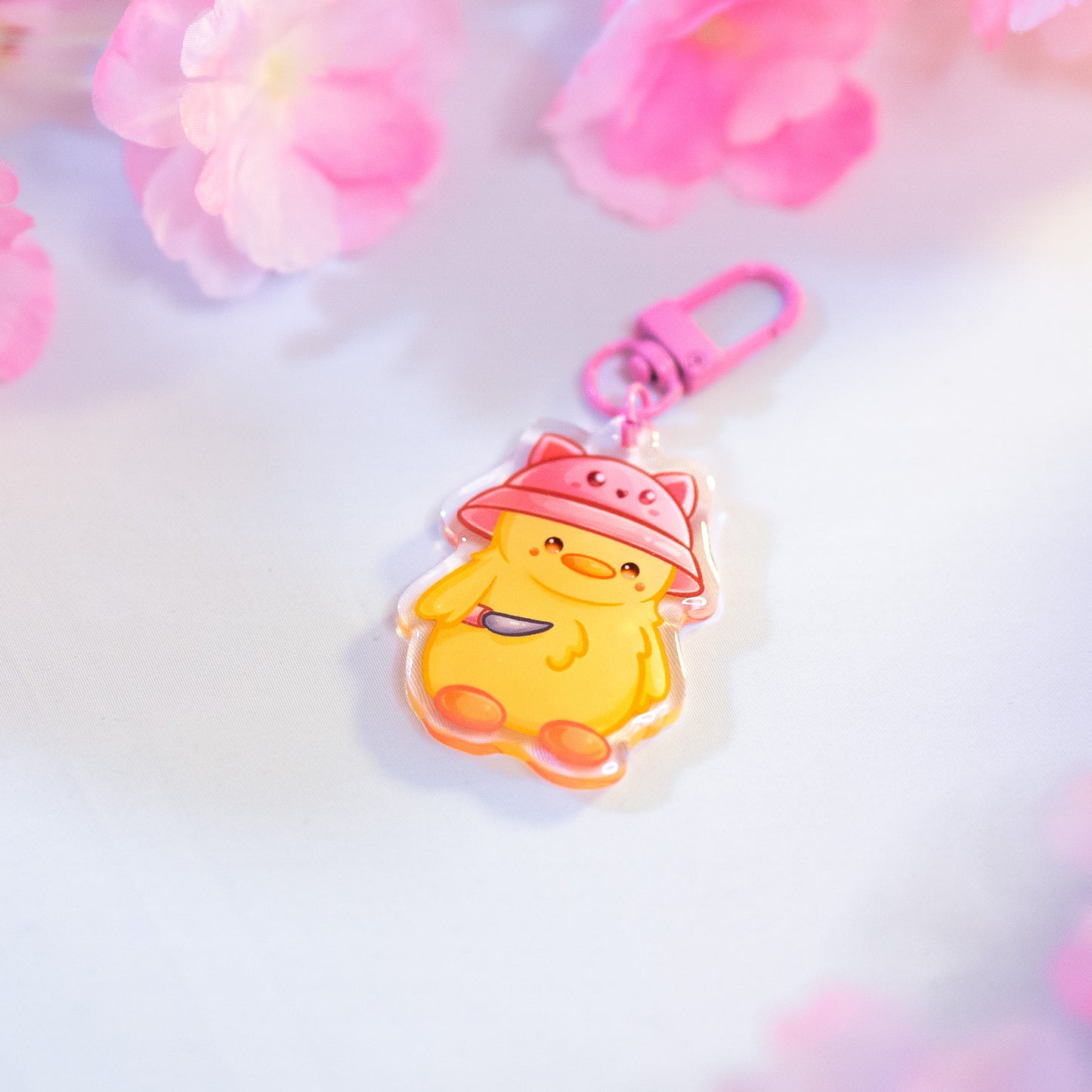 Kawaii Bird Duck Chicken with Knife Keychain