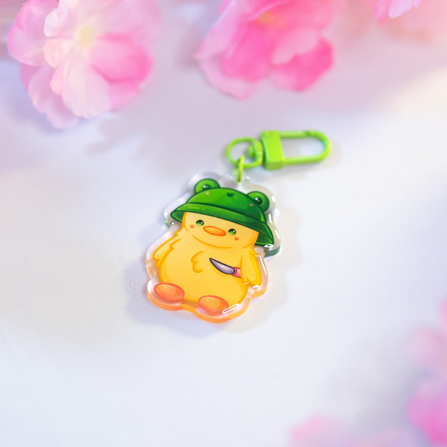 Kawaii Bird Duck Chicken with Knife Keychain