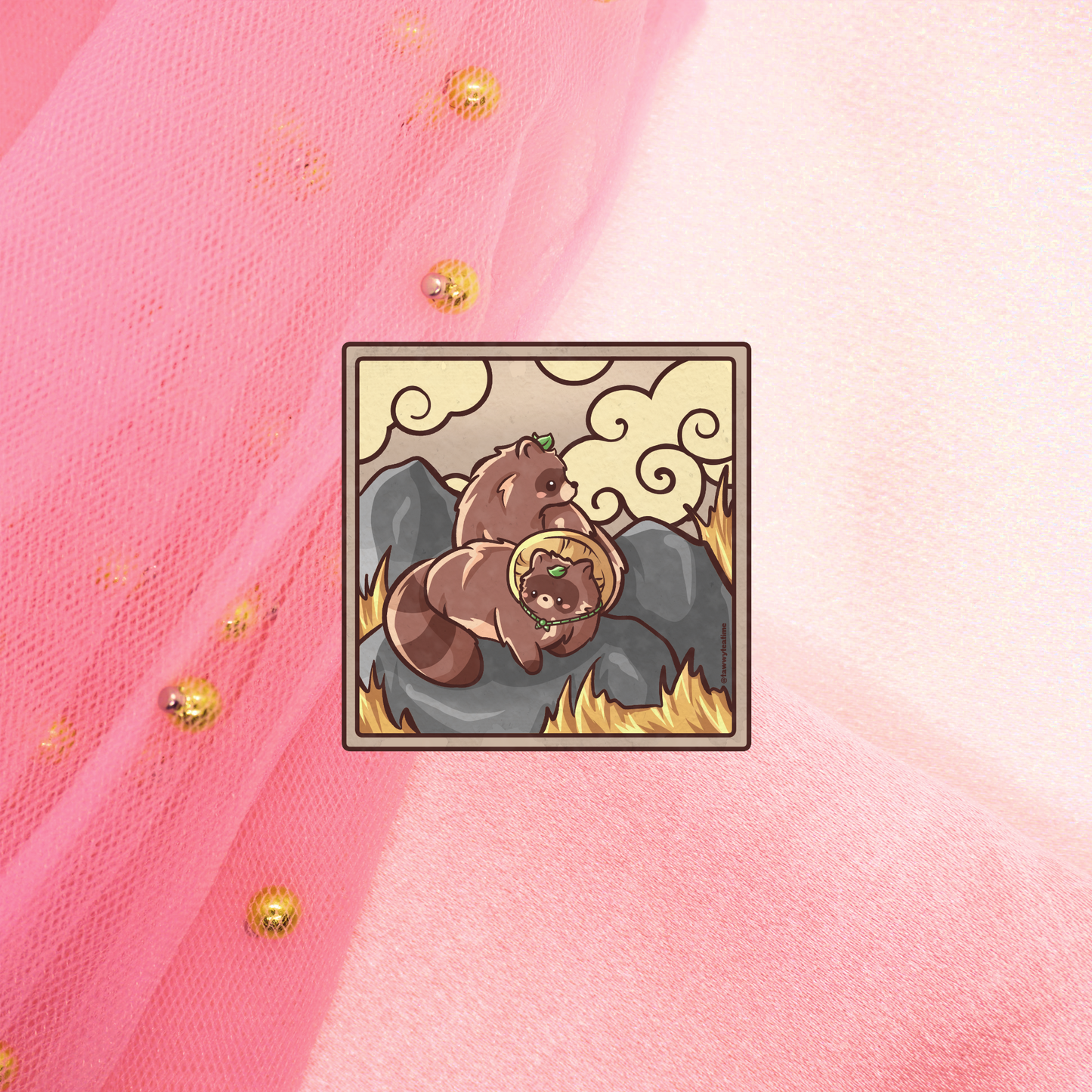 Cute Glitter Sticker Myth Tanuki