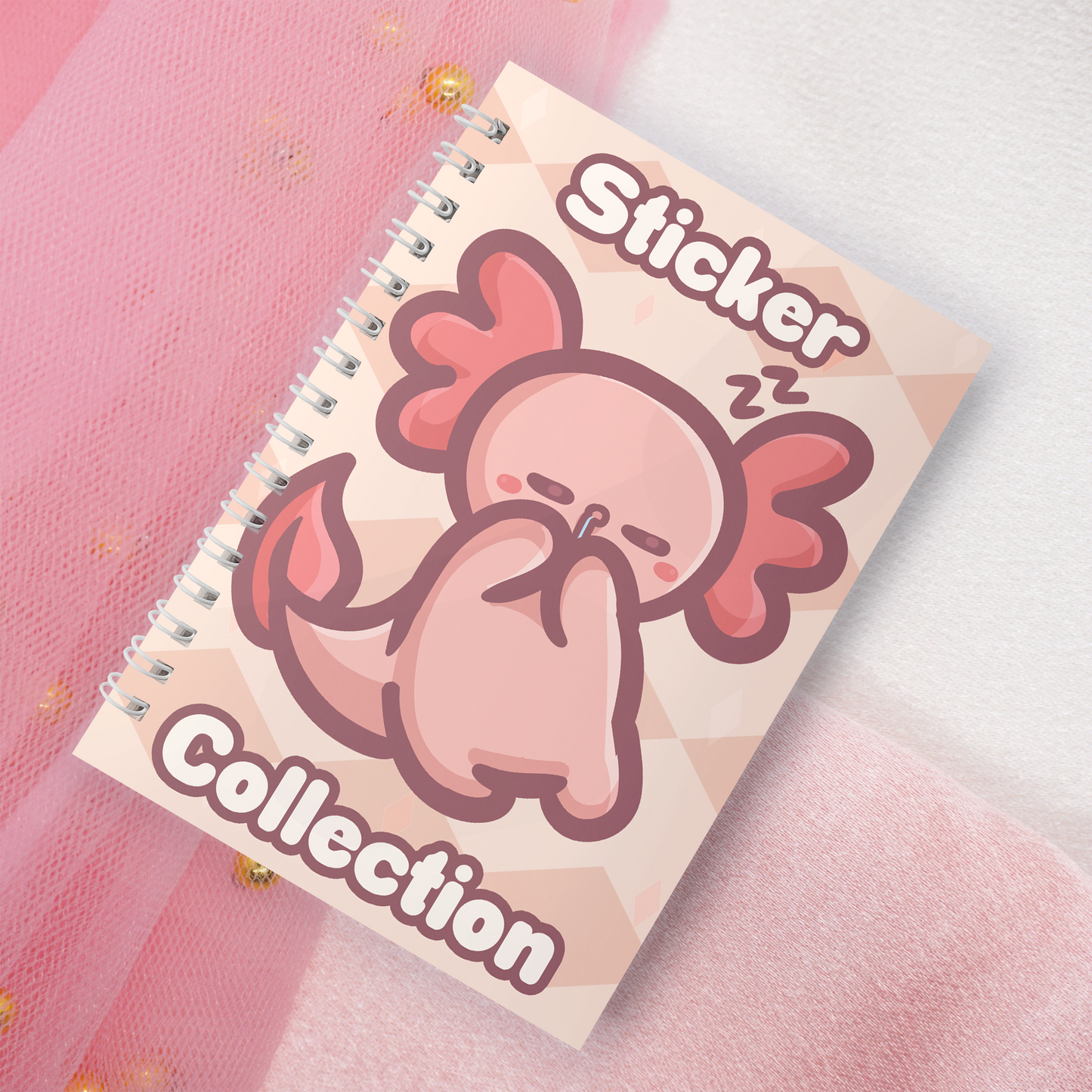 Wiederverwendbares Stickerbuch inkl. 2 zufällige Sticker | A5 | 32 Seiten | Reuseable Stickerbook | Kawaii Axolotl Sleepy