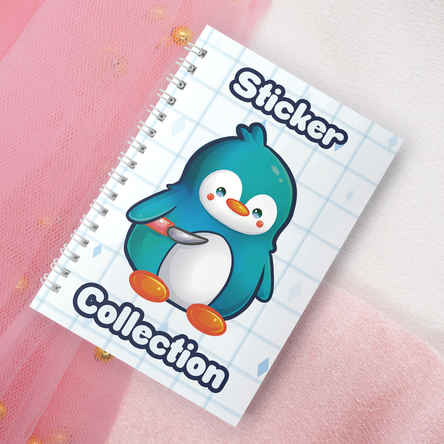 Wiederverwendbares Stickerbuch inkl. 2 zufällige Sticker | A5 | 32 Seiten | Reuseable Stickerbook | Kawaii Pinguin Messer