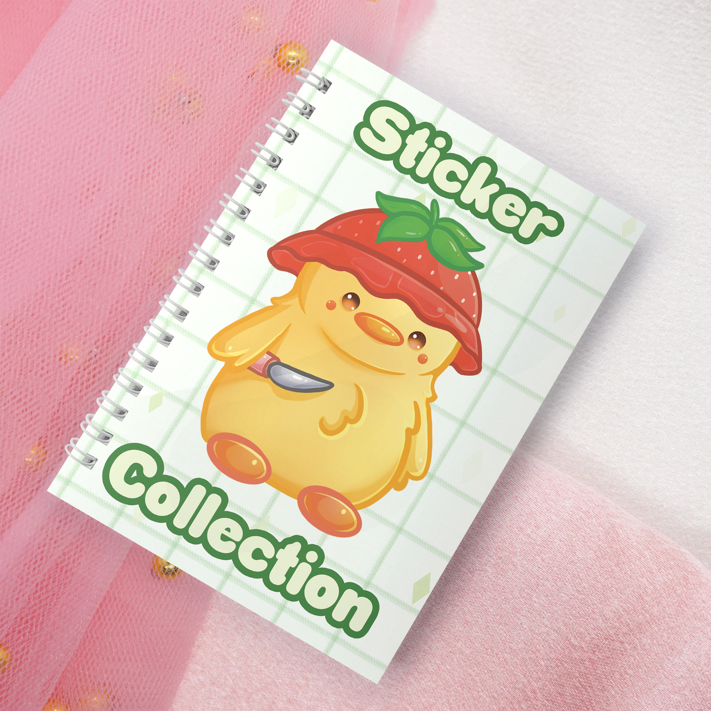 Wiederverwendbares Stickerbuch inkl. 2 zufällige Sticker | A5 | 32 Seiten | Reuseable Stickerbook | Kawaii Chicken Ente Gans mit Messer