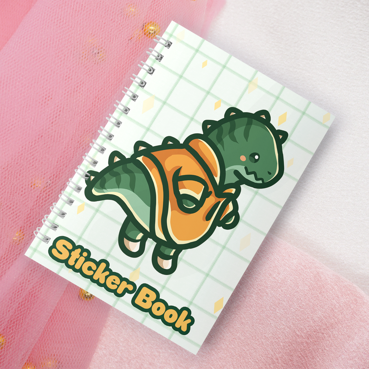 Reusable sticker book incl. 2 random stickers | A5 | 32 pages | Reusable sticker book | Kawaii Dino T-Rex motif