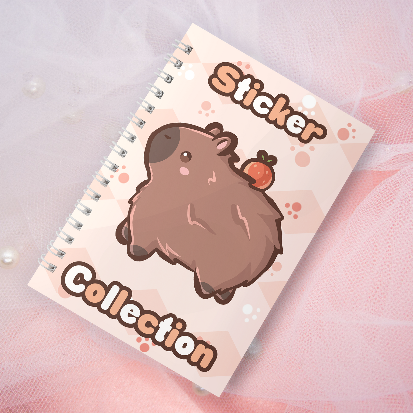 Reusable sticker book including 2 random stickers | A5 | 32 pages | Reuseable Stickerbook | Capybara with Orange