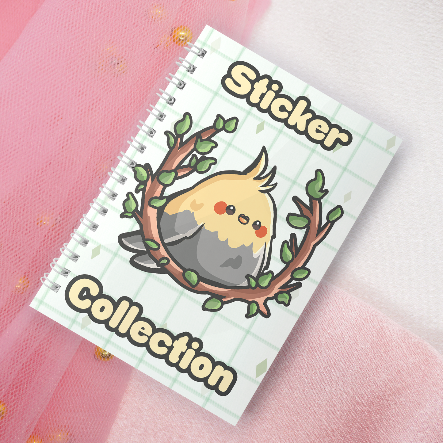 Wiederverwendbares Stickerbuch inkl. 2 zufällige Sticker | A5 | 32 Seiten | Reuseable Stickerbook | Kawaii Nymphensittich Cockatiel