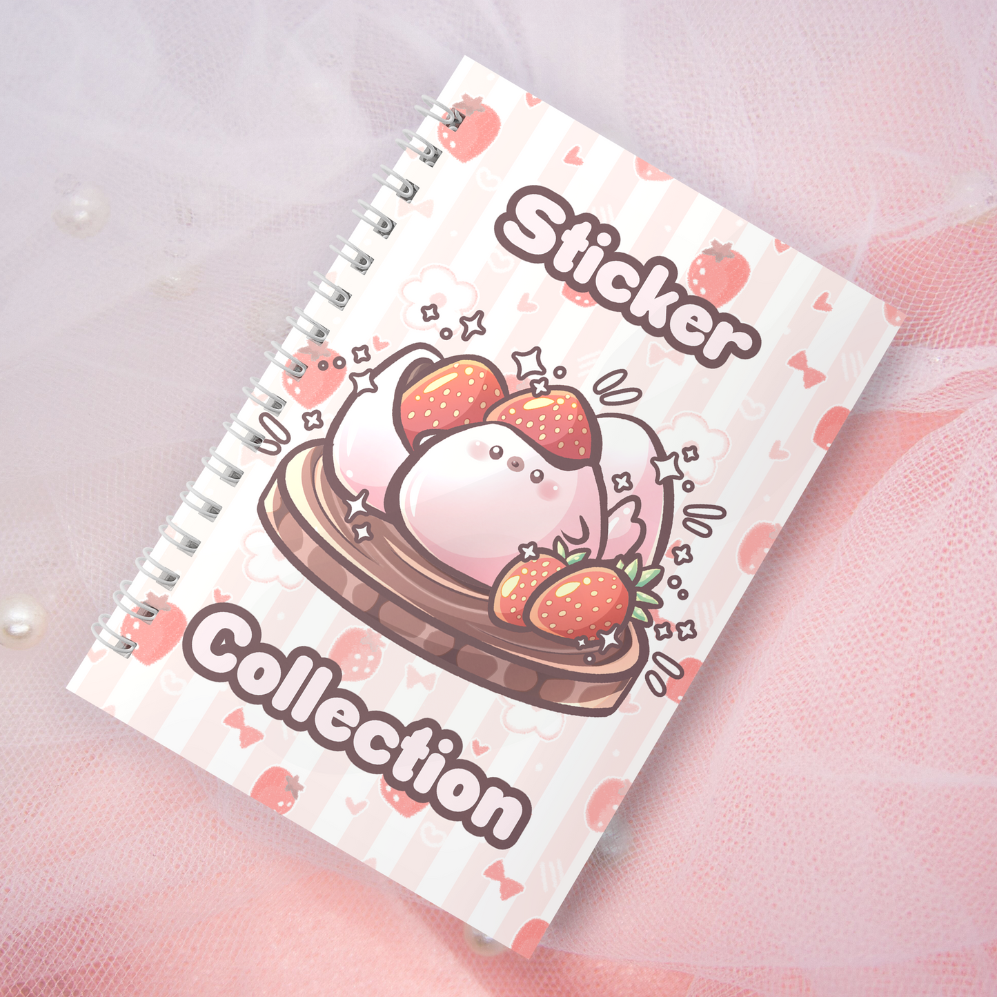 Wiederverwendbares Stickerbuch inkl. 2 zufällige Sticker | A5 | 32 Seiten | Reuseable Stickerbook | Strawberry Daifuku Mochi