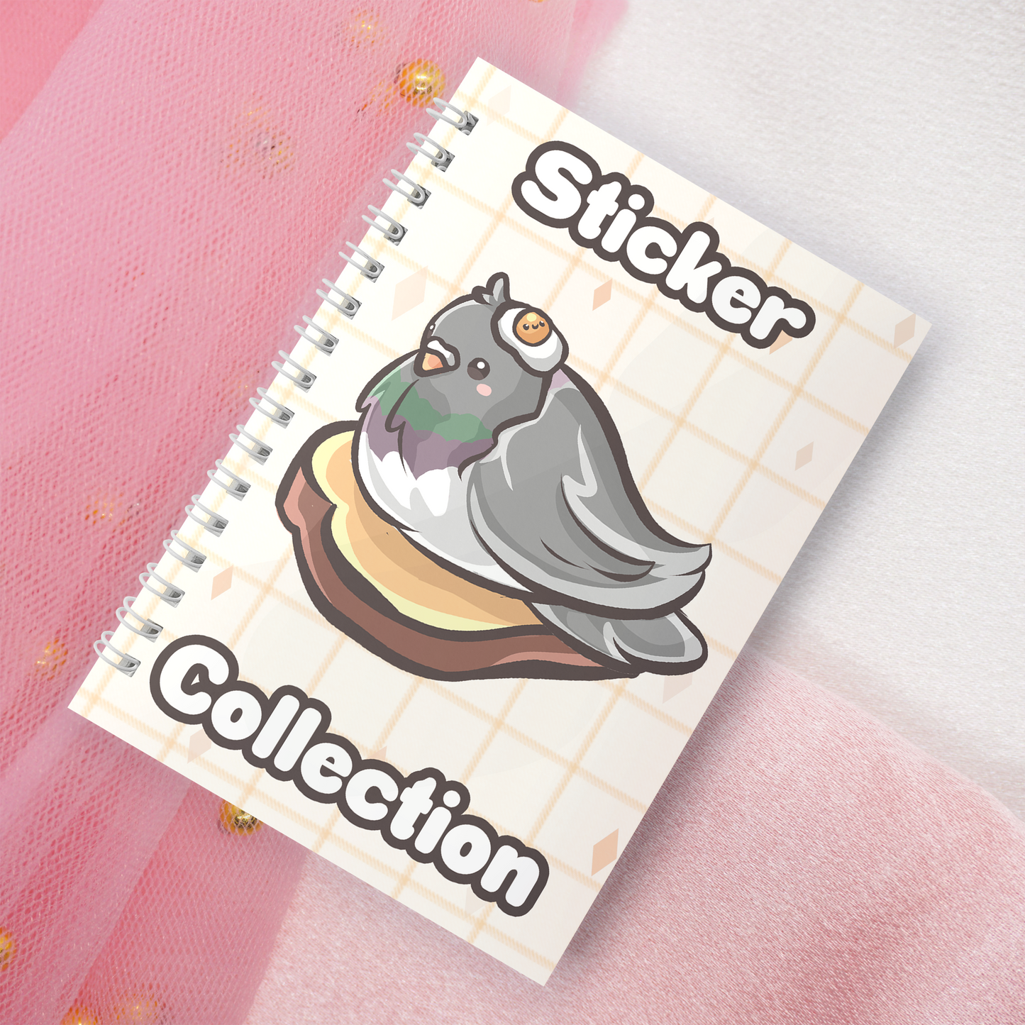 Wiederverwendbares Stickerbuch inkl. 2 zufällige Sticker | A5 | 32 Seiten | Reuseable Stickerbook | Kawaii Pigeon auf Toast