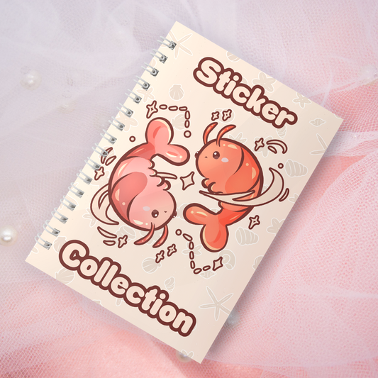 Reusable sticker book including 2 random stickers | A5 | 32 pages | Reuseable sticker book | Kawaii shark in the sea motif