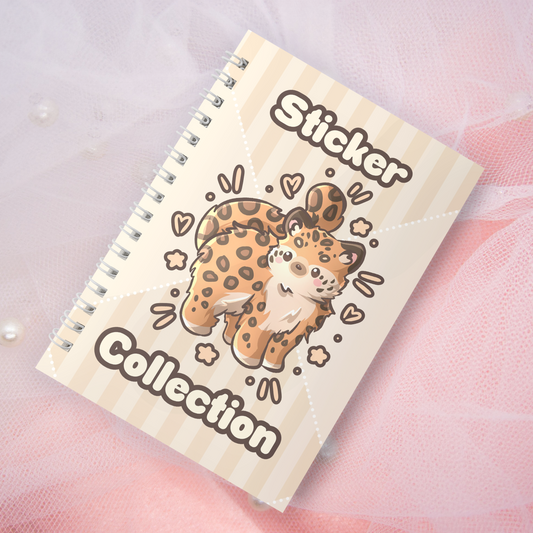 Wiederverwendbares Stickerbuch inkl. 2 zufällige Sticker | A5 | 32 Seiten | Reuseable Stickerbook | Wildkatzen Raubkatzen Leopard
