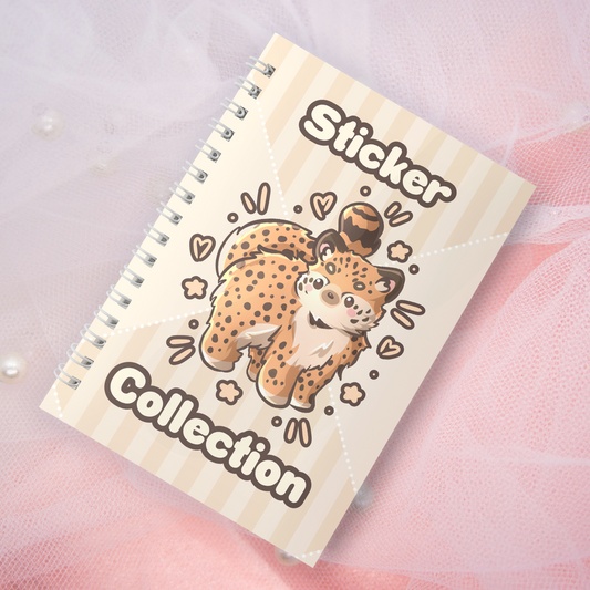 Wiederverwendbares Stickerbuch inkl. 2 zufällige Sticker | A5 | 32 Seiten | Reuseable Stickerbook | Wildkatzen Raubkatzen Gepard
