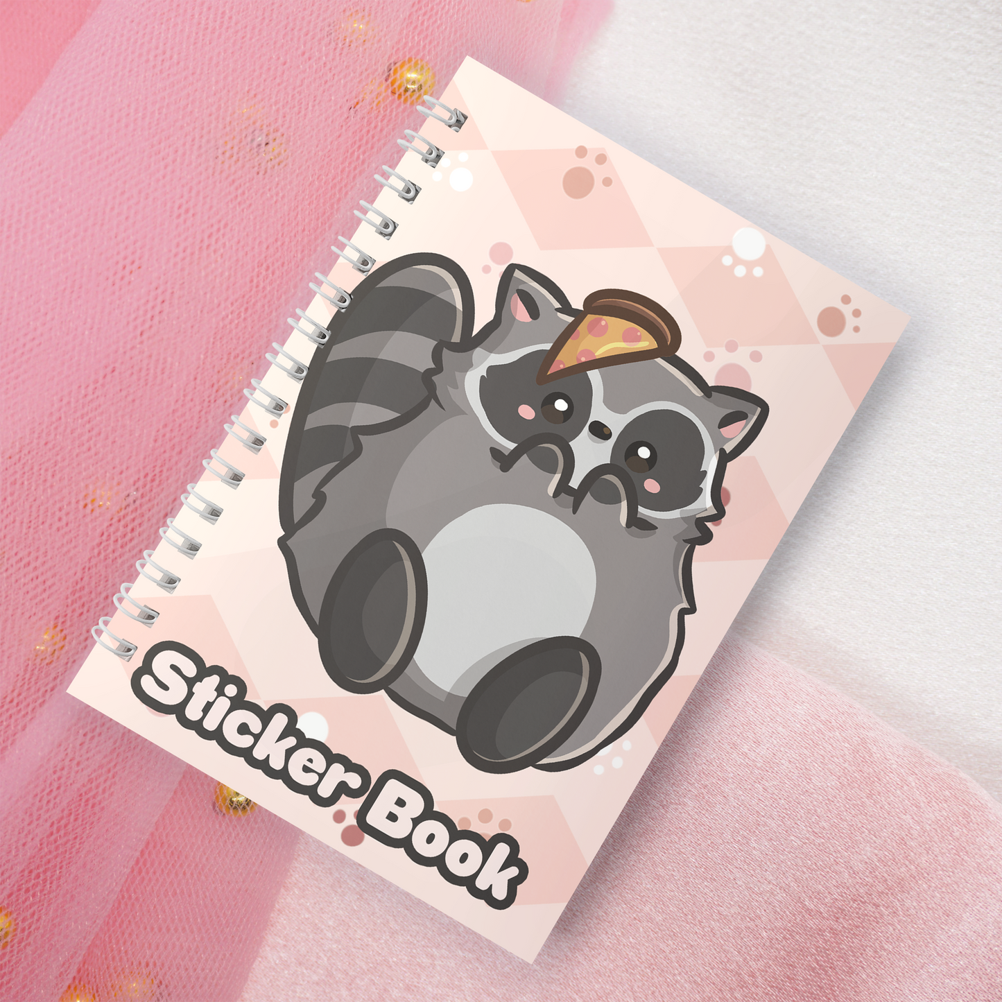 Reusable sticker book incl. 2 random stickers | A5 | 32 pages | Reusable sticker book | Kawaii Racoon raccoon with pizza motif