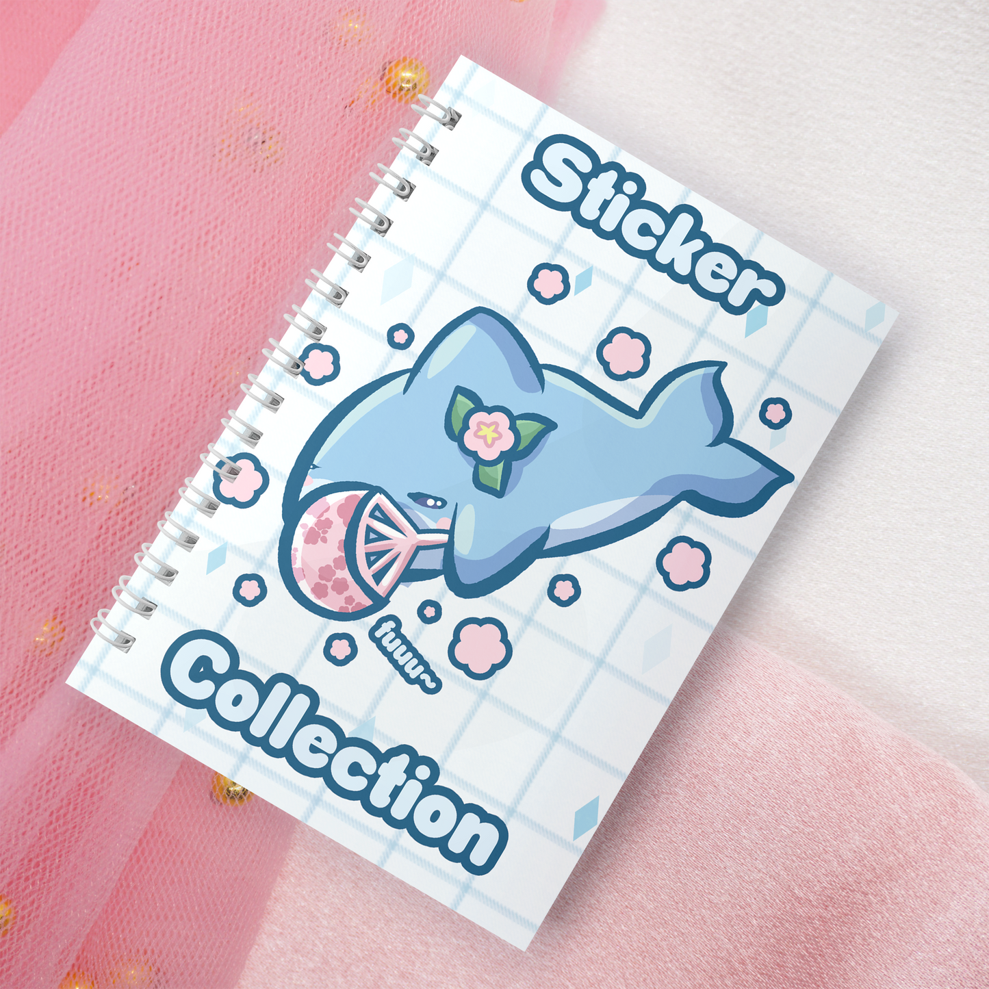 Reusable sticker book including 2 random stickers | A5 | 32 pages | Reuseable sticker book | Kawaii shark in the sea motif