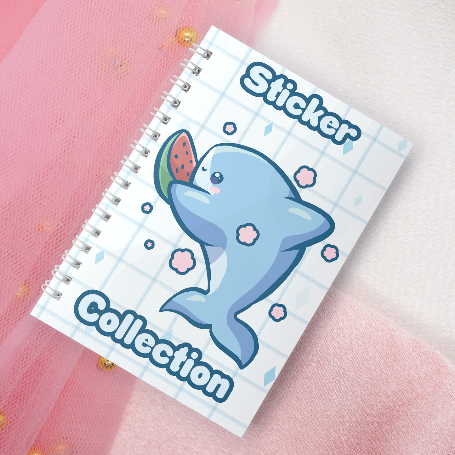 Reusable sticker book including 2 random stickers | A5 | 32 pages | Reuseable sticker book | Kawaii shark in the sea motif