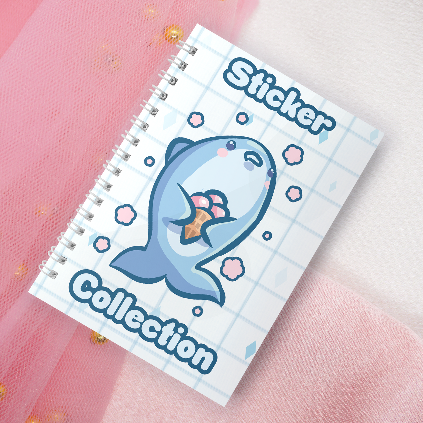 Reusable sticker book including 2 random stickers | A5 | 32 pages | Reuseable sticker book | Kawaii shark in the sea motif