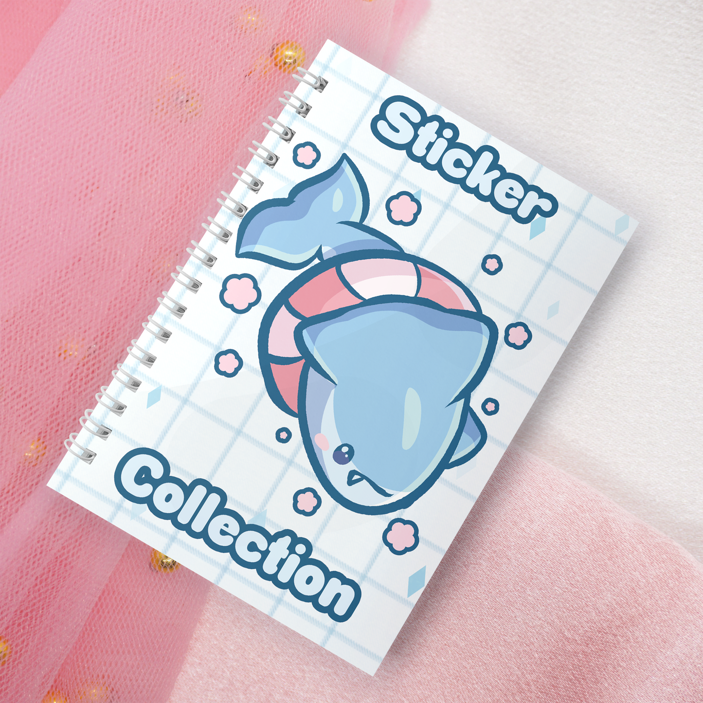 Reusable sticker book including 2 random stickers | A5 | 32 pages | Reuseable sticker book | Kawaii shark in the sea motif