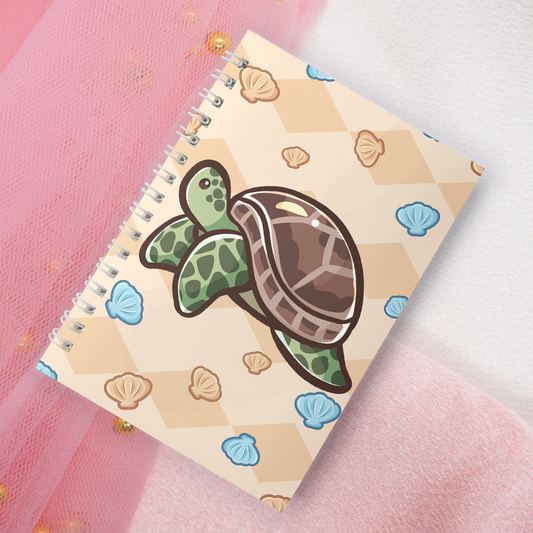 Reusable sticker book including 2 random stickers | A5 | 32 pages | Reuseable sticker book | Kawaii turtle on the beach motif