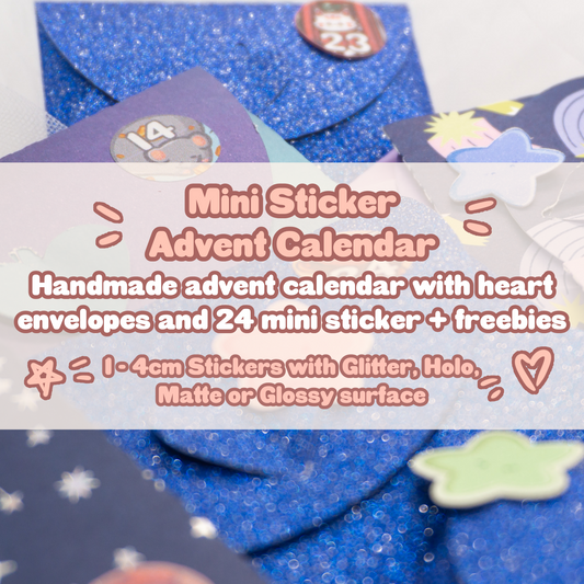 Cute Kawaii Mini Sticker Advent Calendar | Matt Glitter Holo Sticker Christmas Calendar | Christmas