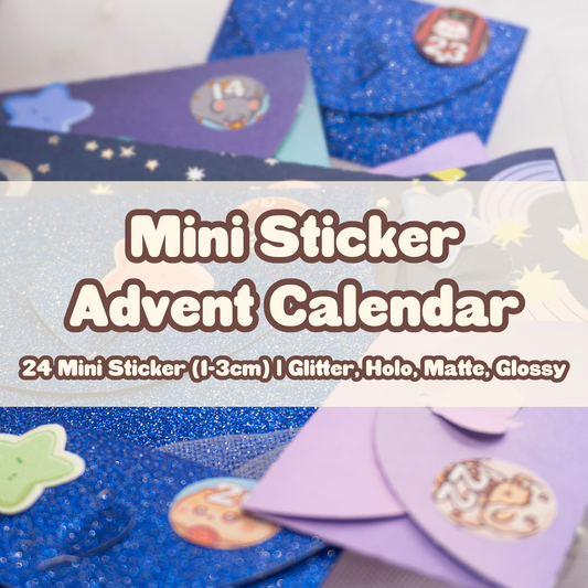 Cute Kawaii Mini Sticker Adventskalender | Matt Glitzer Holo Aufkleber Weihnachtskalender | Weihnachten