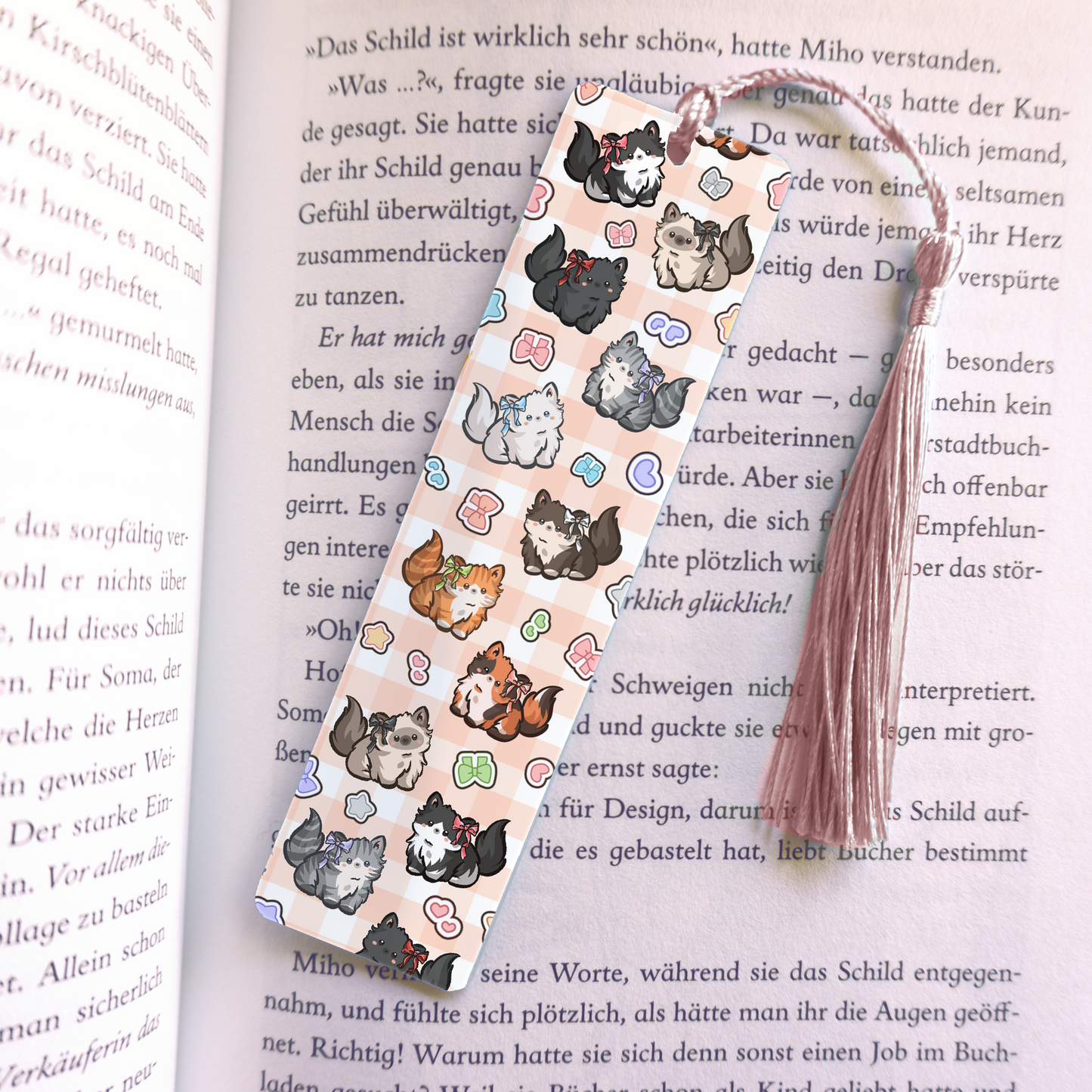 Coquette Kitties Acrylic Vinyl Bookmark