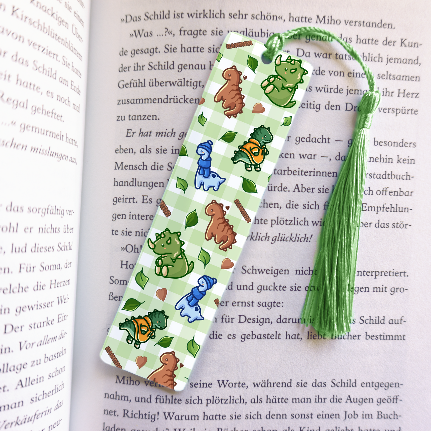 Dino acrylic vinyl bookmark