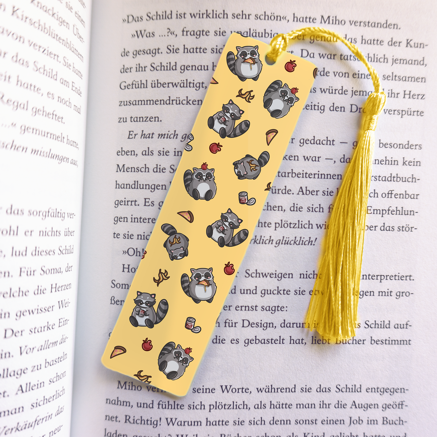 Kawaii Raccoon Racoon with Food Bookmark