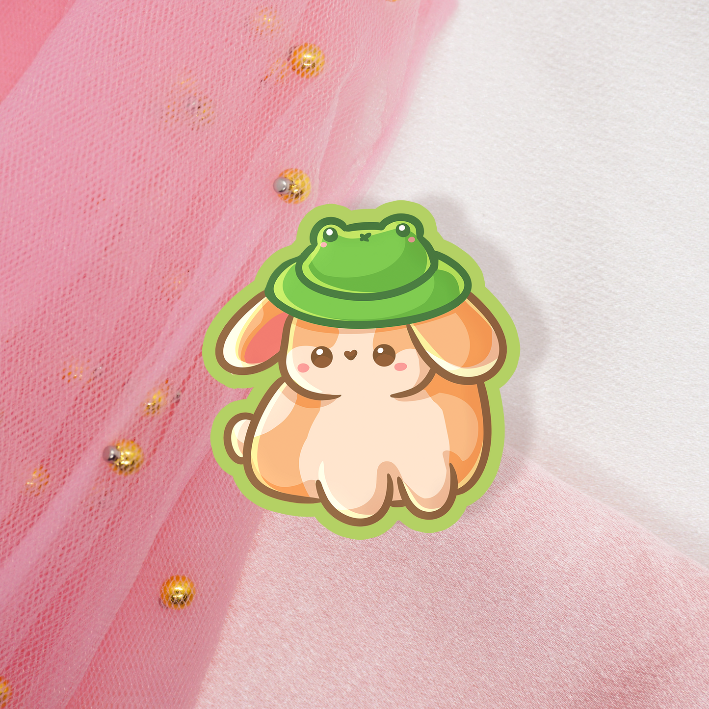 Cute animal sticker bunnies with hat