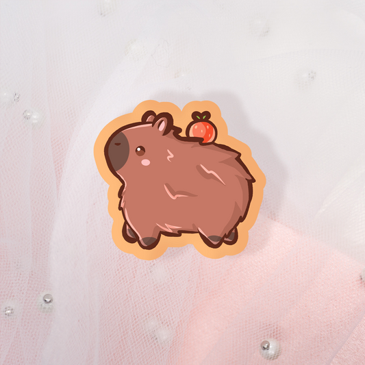 Cute Animal Sticker Capybara mit Orange