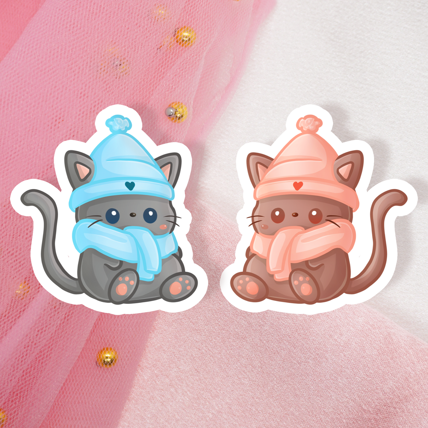 Cute Animal Sticker Cat Winter