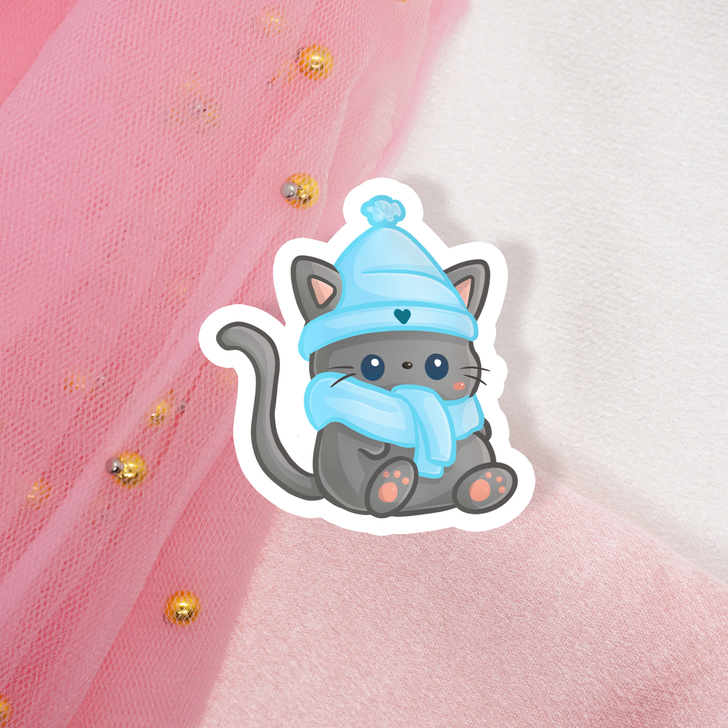 Cute Animal Sticker Cat Winter