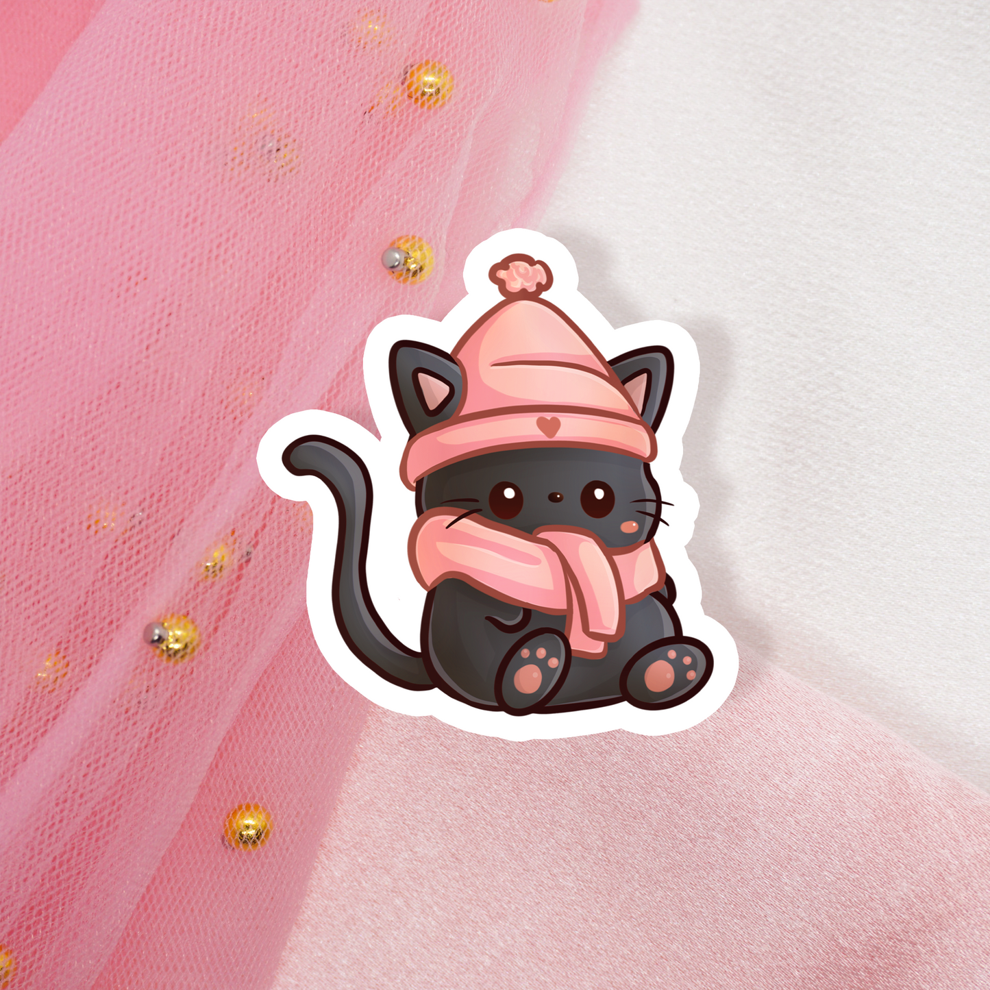 Cute Animal Sticker Cat Winter