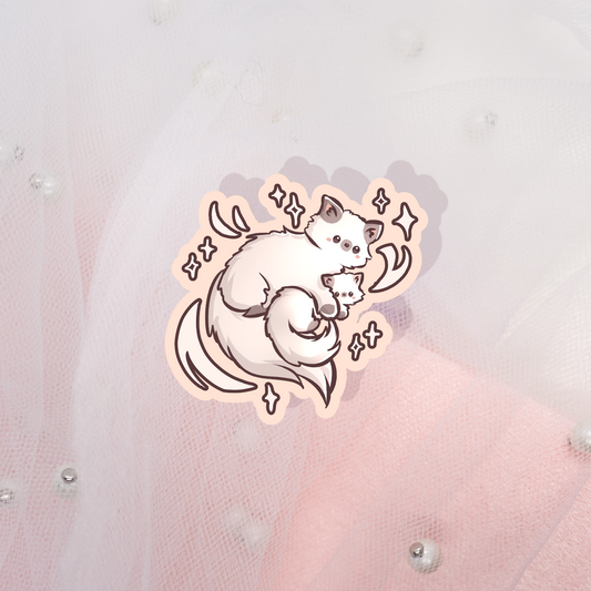 Cute Animal Sticker Mother Cat & Baby