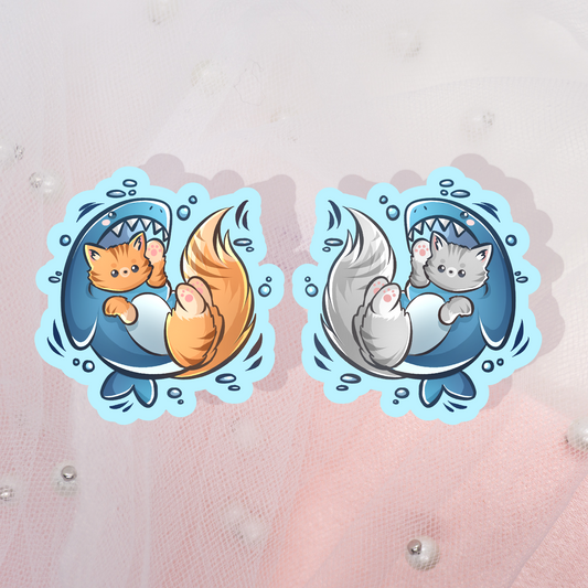 Cute Animal Sticker Cat-Shark