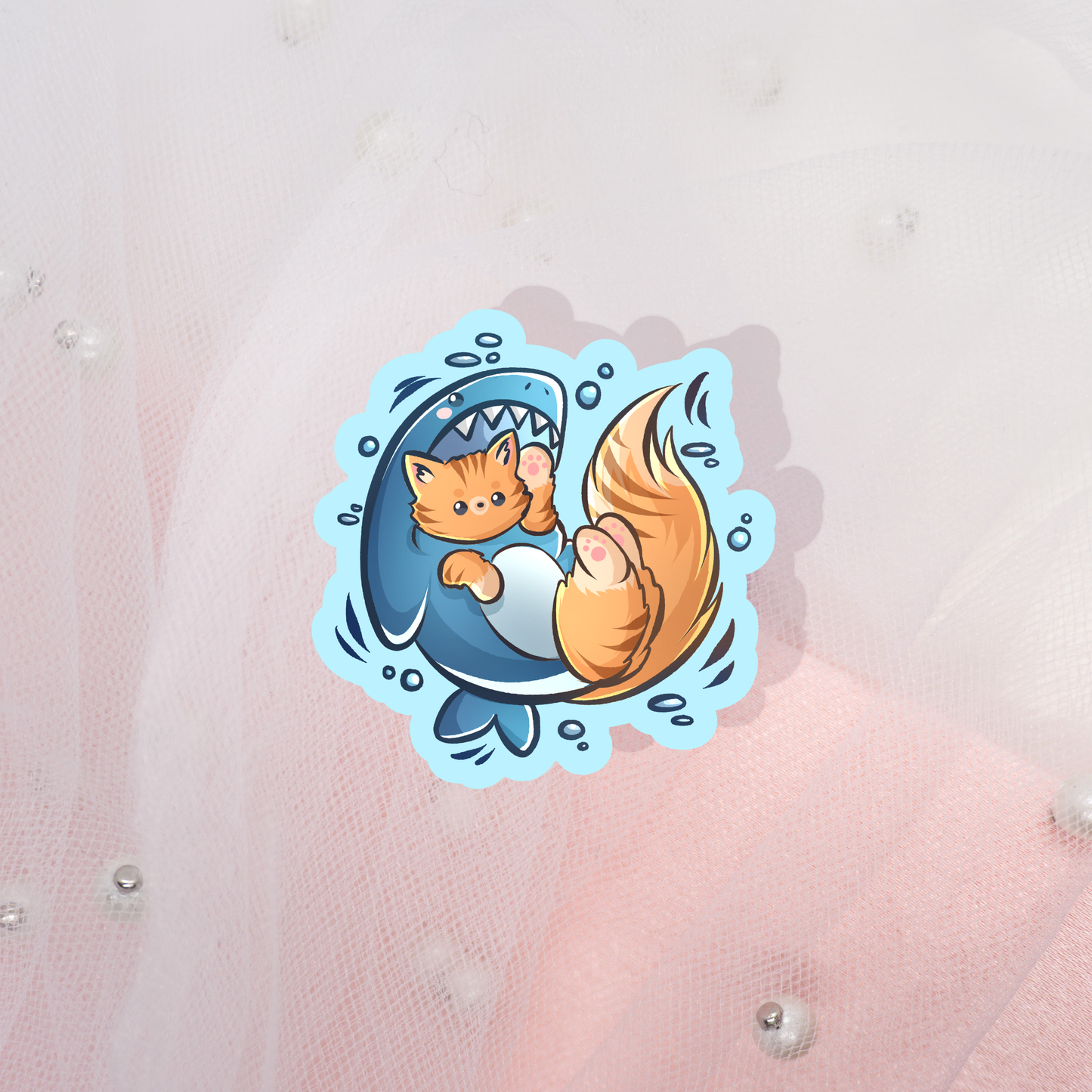 Cute Animal Sticker Cat-Shark