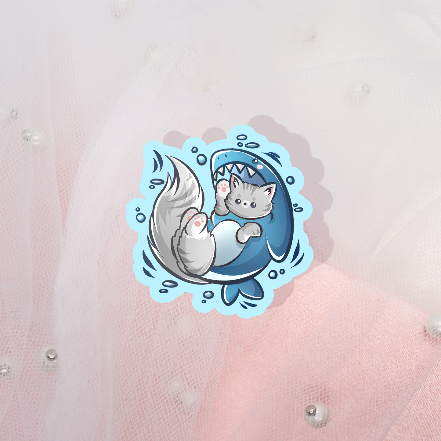 Cute Animal Sticker Cat-Shark
